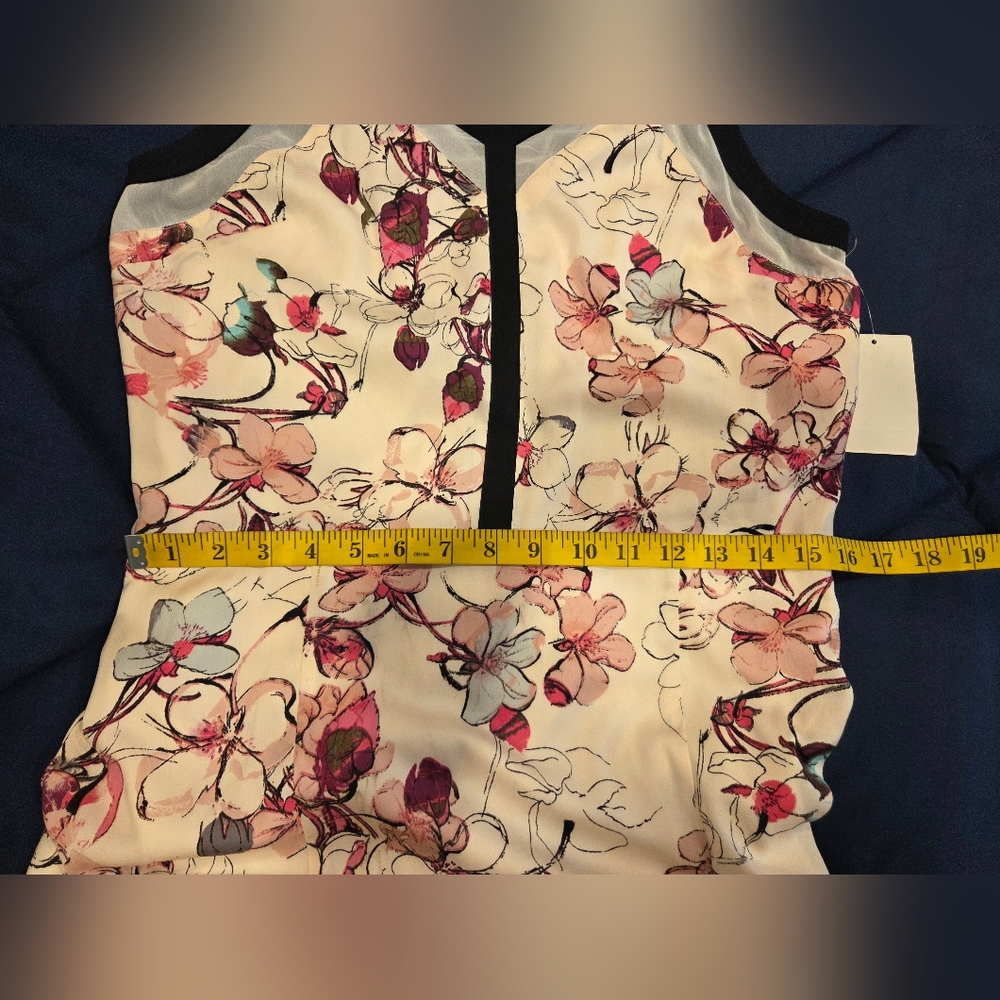 Chelsea 28 Pink/Cream Cherry Bloosom Print Maxi Dress with Black Trim,Size M. - Picture 12 of 16